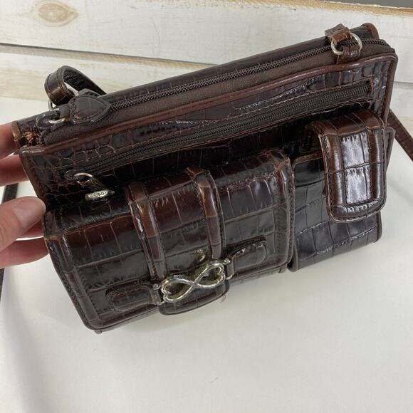 BRIGHTON SMALL BROWN ANIMAL PRINT CROSSBODY BAG WITH POCKETS - Picture 9 of 16